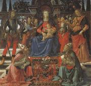 Domenico Ghirlandaio Madonna and Child Enthroned with Four Angels,the Archangels Michael and Raphael,and SS.Giusto and Ze-nobius oil painting on canvas